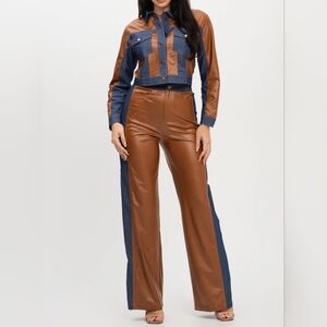 #89484  🛑M,L,XL FABULOUS Denim Contrast Jacket Top & Pants Set